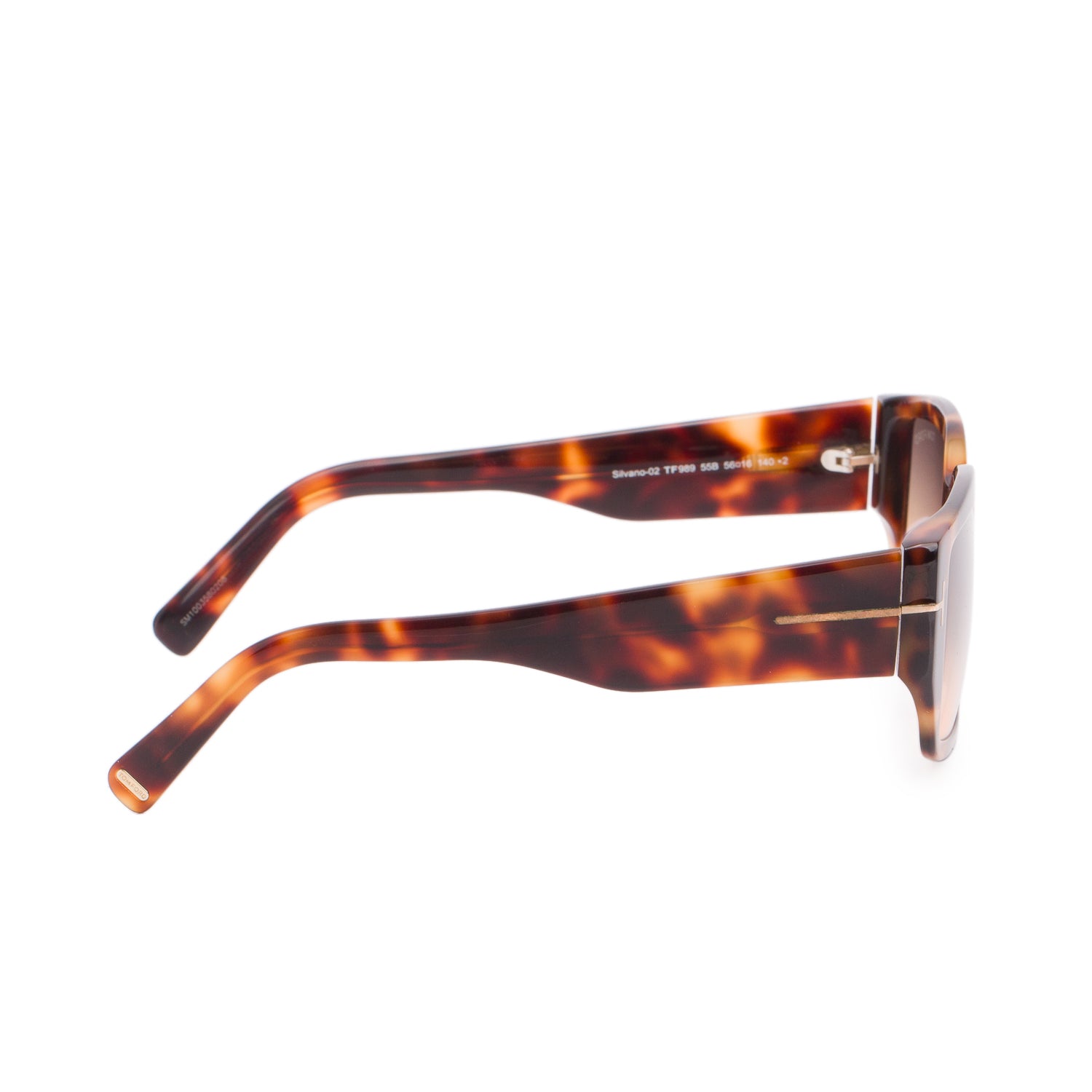 Tom Ford TF 989 Silvano-02 Tortoise Acetate Rectangle Sunglasses w/ Case