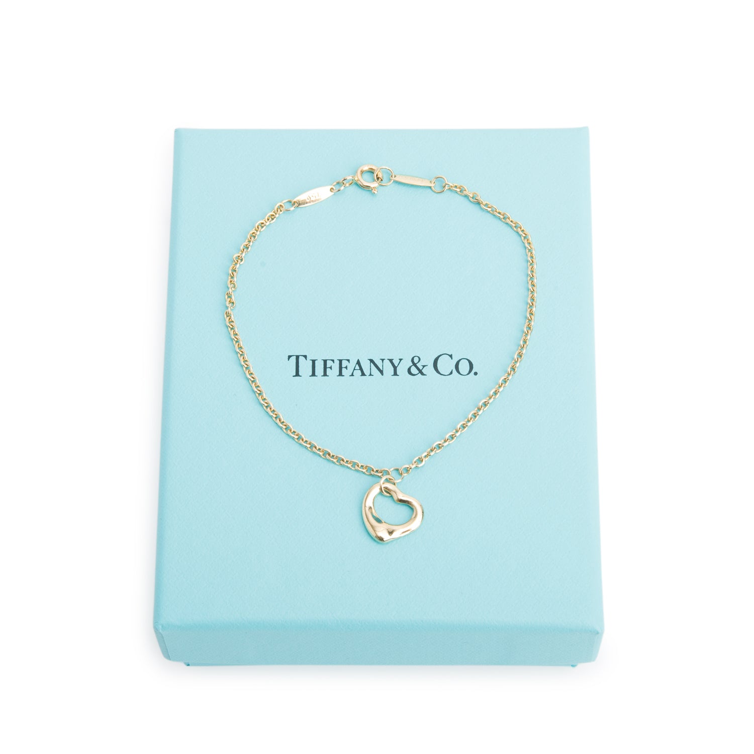 Tiffany & Co. Elsa Peretti 18k Yellow Gold Open Heart Bracelet w/ Box