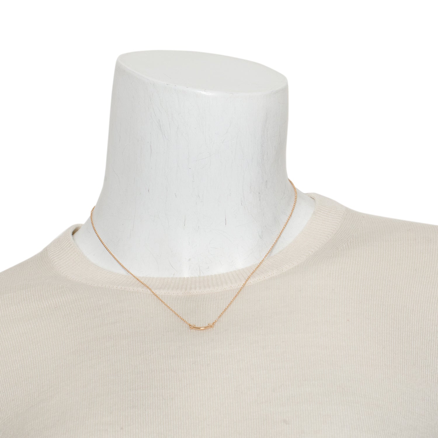 Tiffany & Co. 18k Rose Gold Mini T Smile Pendant Necklace w/ Box