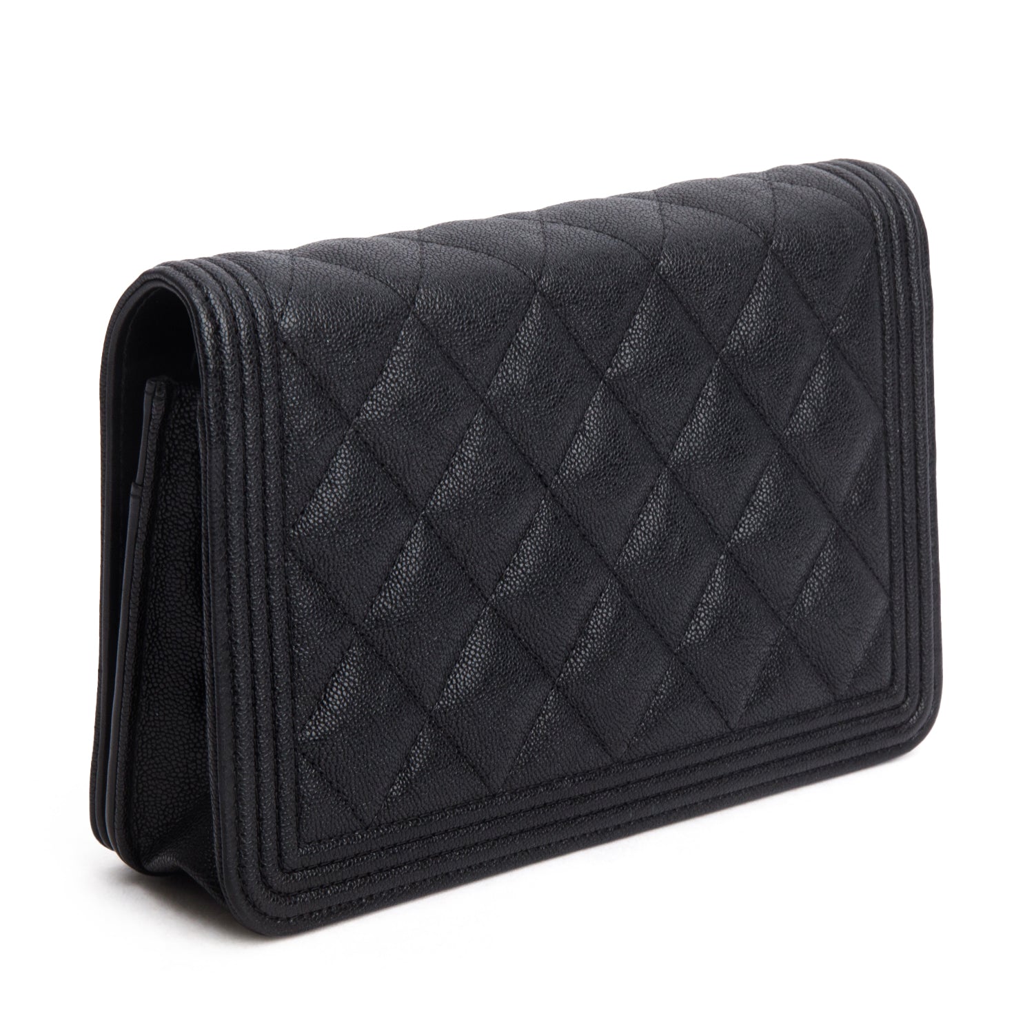 Chanel Black Caviar Leather Boy Wallet on Chain w/ Box & Authenticity Card