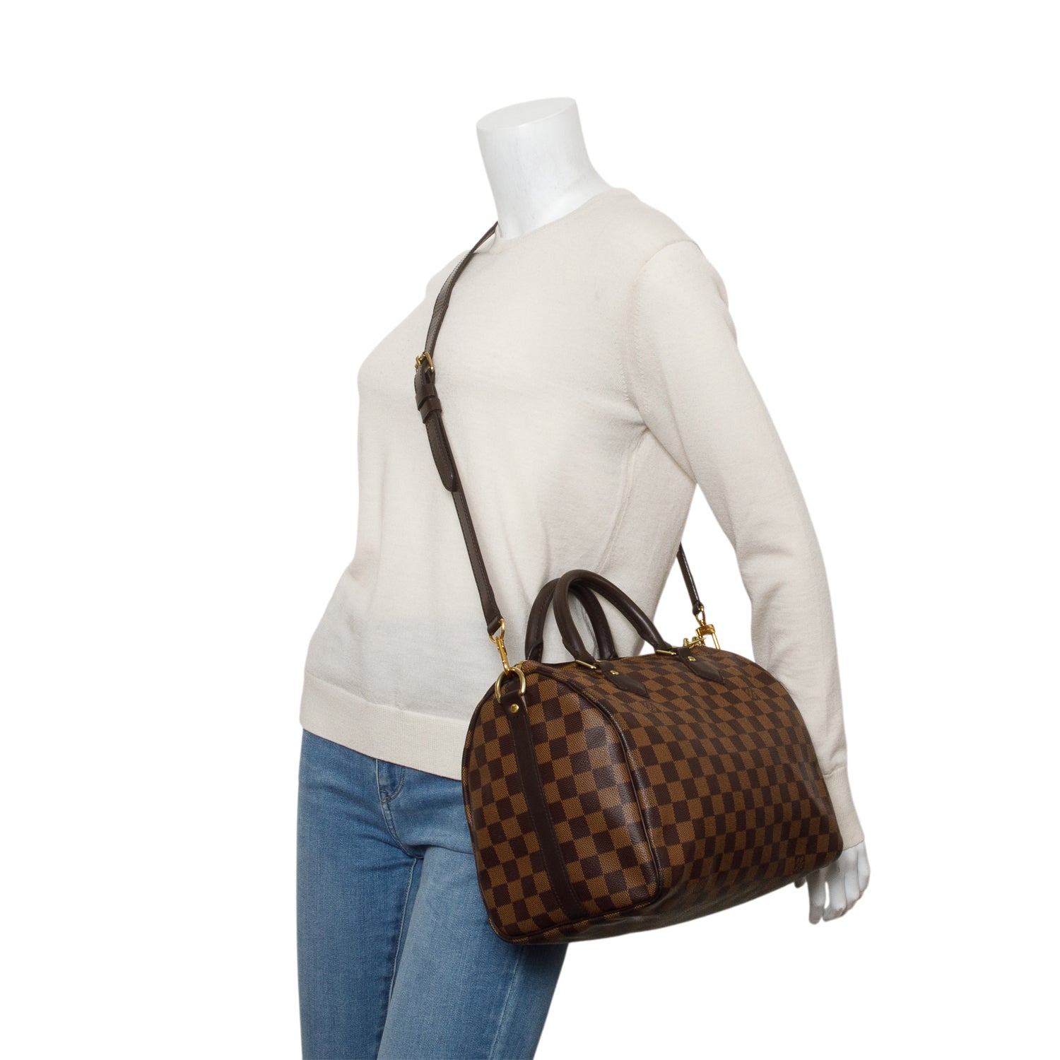 Louis Vuitton Damier Ebene Speedy Bandouliere 30 w/ Box & Strap