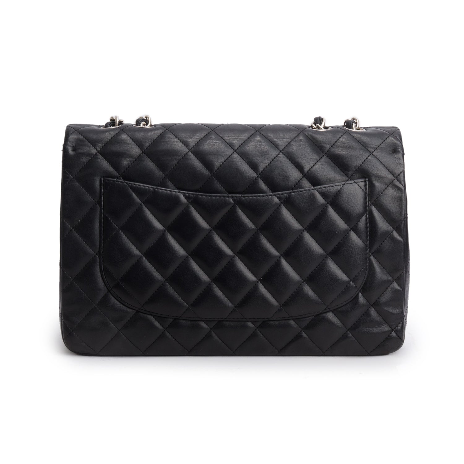 Chanel Black Quilted Lambskin Leather Classic Jumbo Single Flap Bag