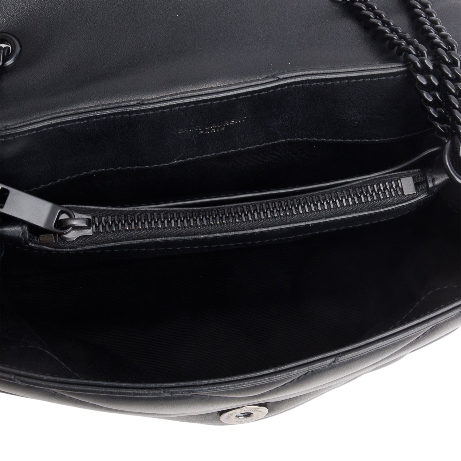 Saint Laurent Black Calfskin Y Quilted Monogram Monochrome Small Loulou Chain Satchel