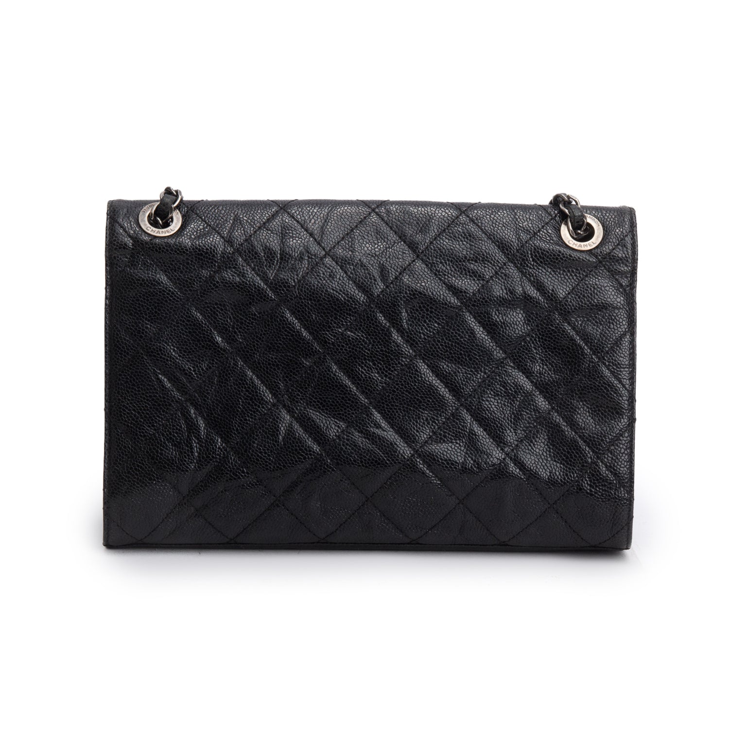 Chanel Black Crumpled Grained Calfskin Medium CC Crave Flap w/ Authenticity Card
