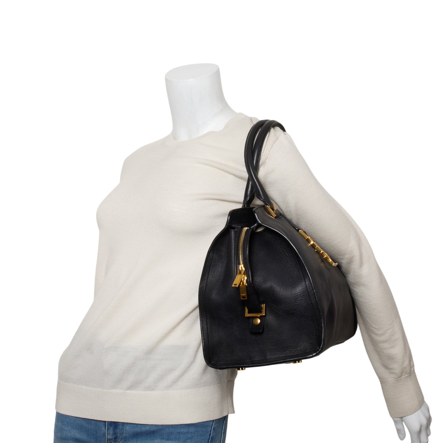 Saint Laurent Black Calfskin Medium Cabas Tote