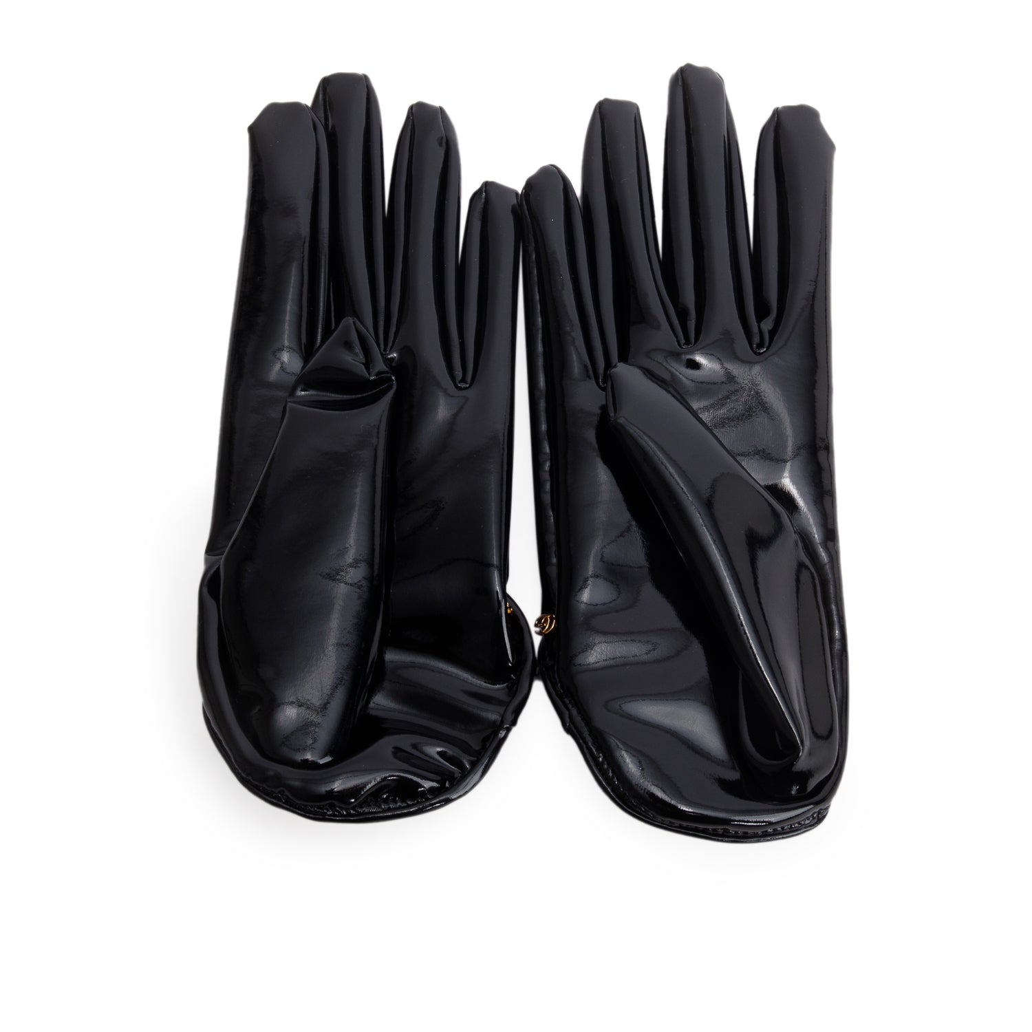 Gucci Black Shiny Lycra Gloves, Women's Size 7.5 w/ Box