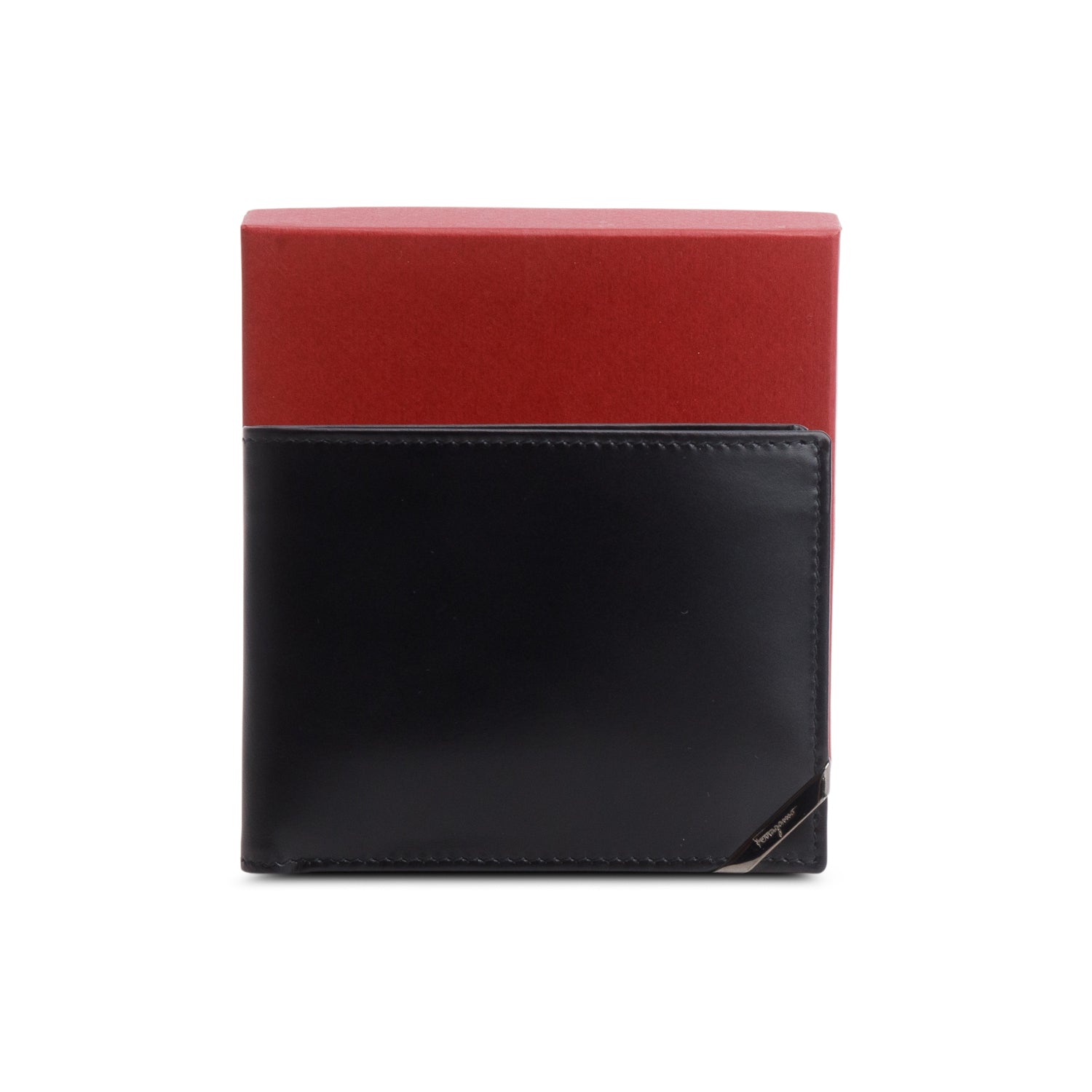 Ferragamo Black Calfskin Classic Wallet w/ Box