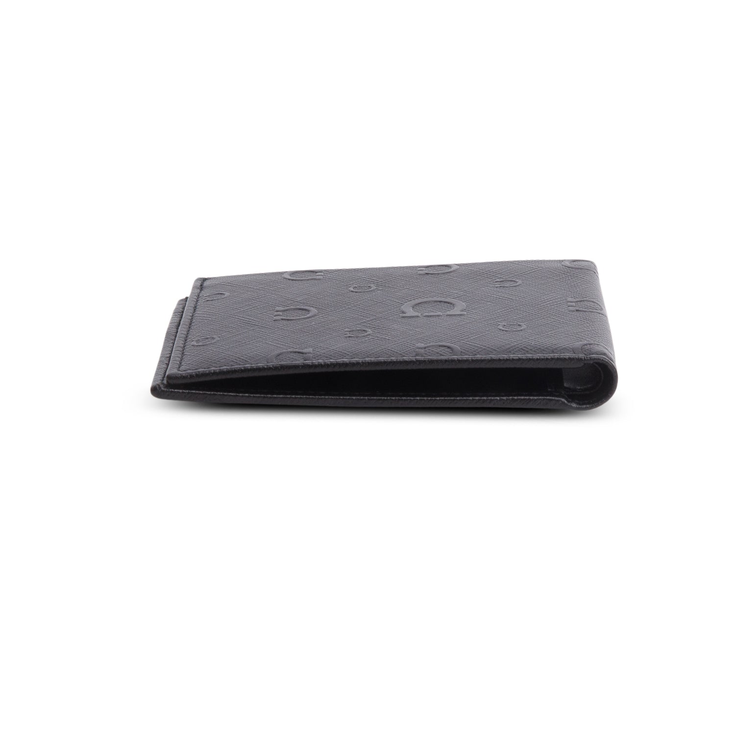 Ferragamo Black Hammered Calfskin Monogram Wallet w/ Box