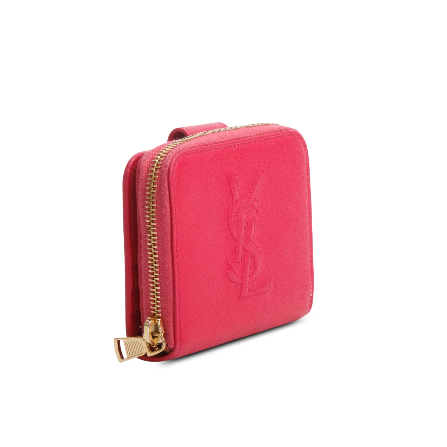 Saint Laurent Pink Calfskin Belle de Jour Zip Around French Wallet w/ Box