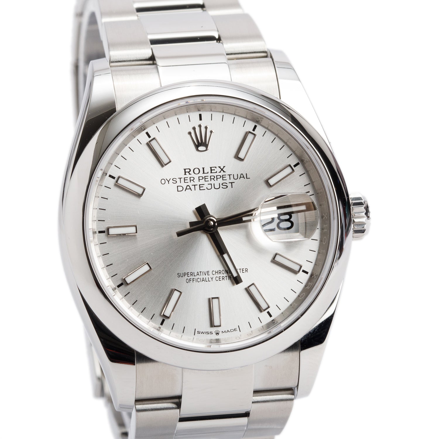 Rolex 2022 Stainless Steel Datejust 36 MM Silver Dial Automatic Watch Silver Dial 126200 w/ Card