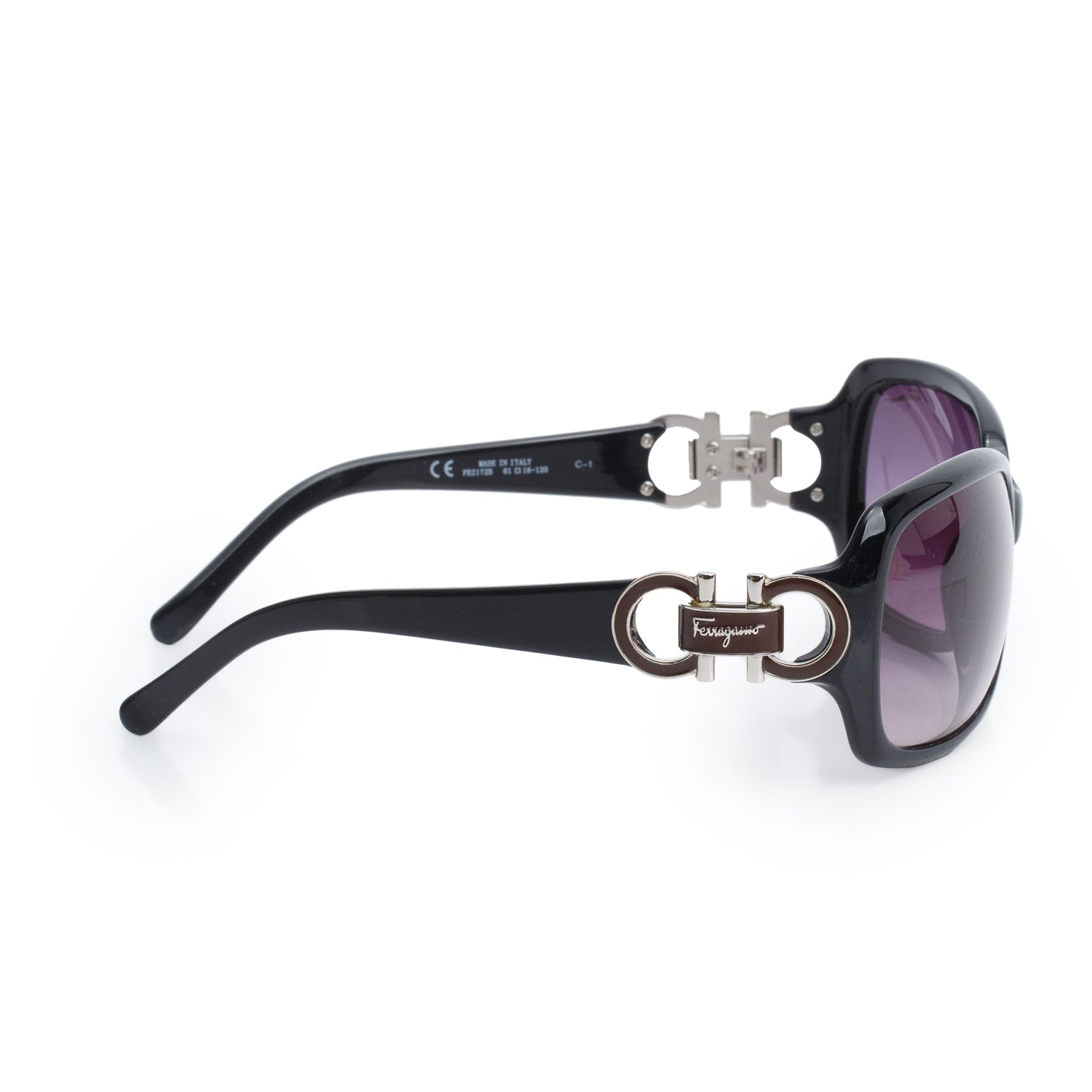 Ferragamo FE217B Black Acetate Gancini Square Sunglasses w/ Case