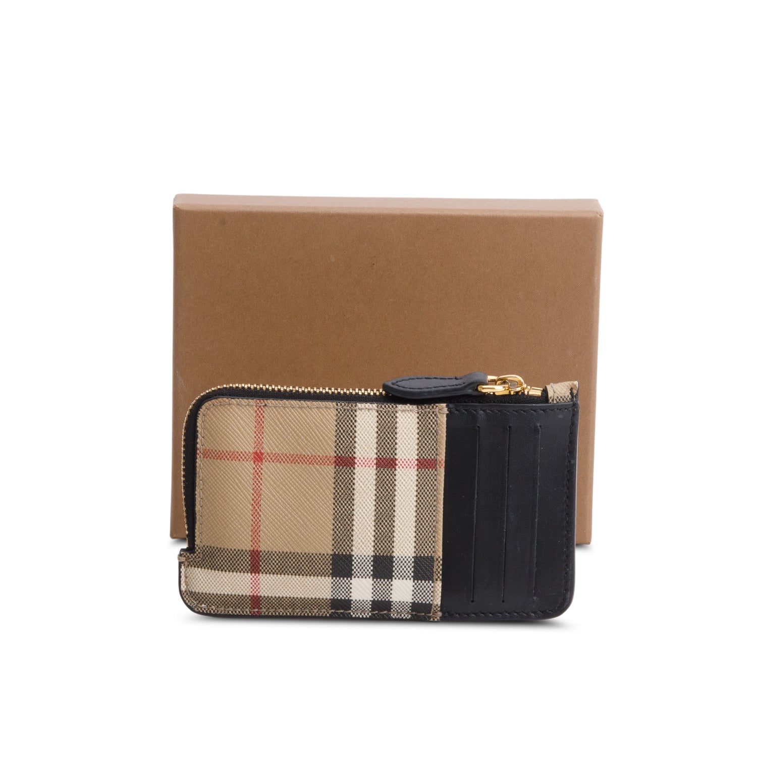 Burberry Check Zip Card Case w/ Box