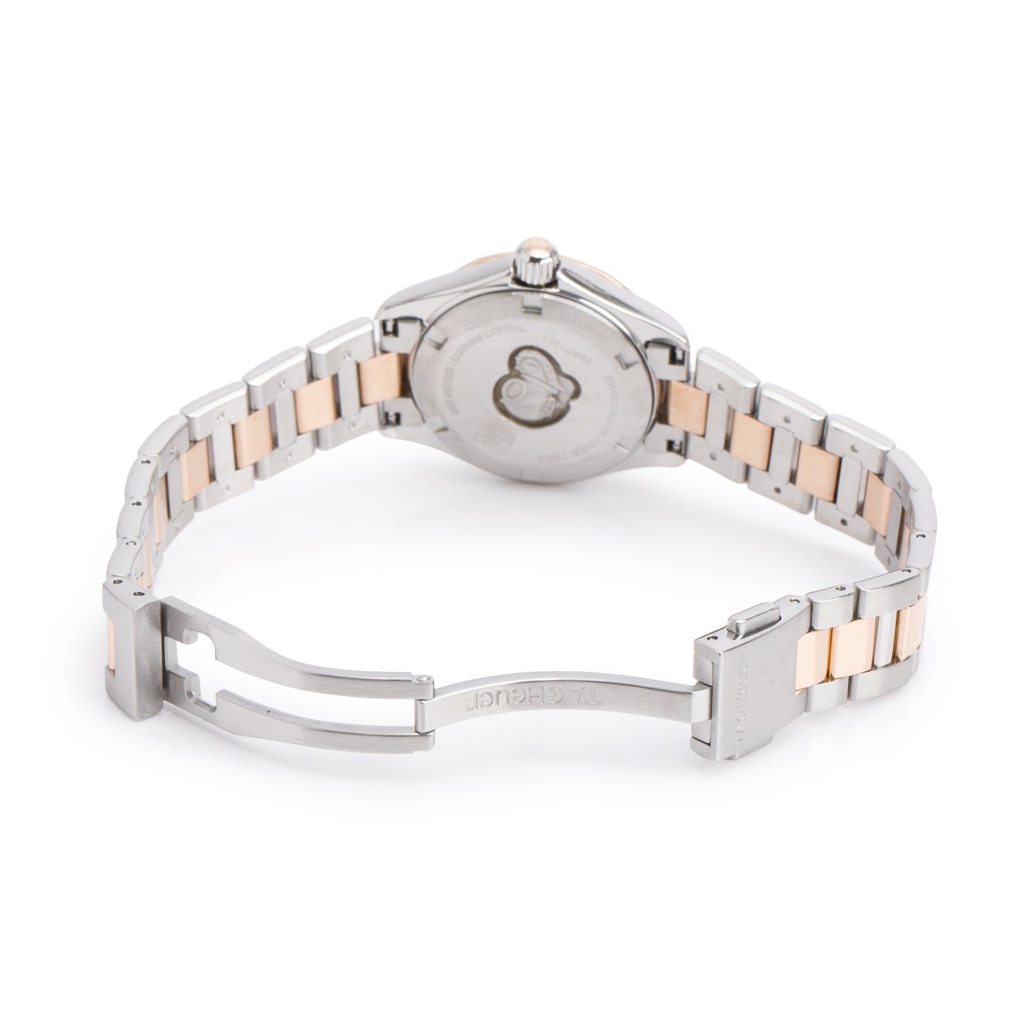 Tag Heuer Stainless Steel & 18 Rose Gold Aquaracer 27 MM Quartz Watch Diamond Mother of Pearl Dial WAP1451