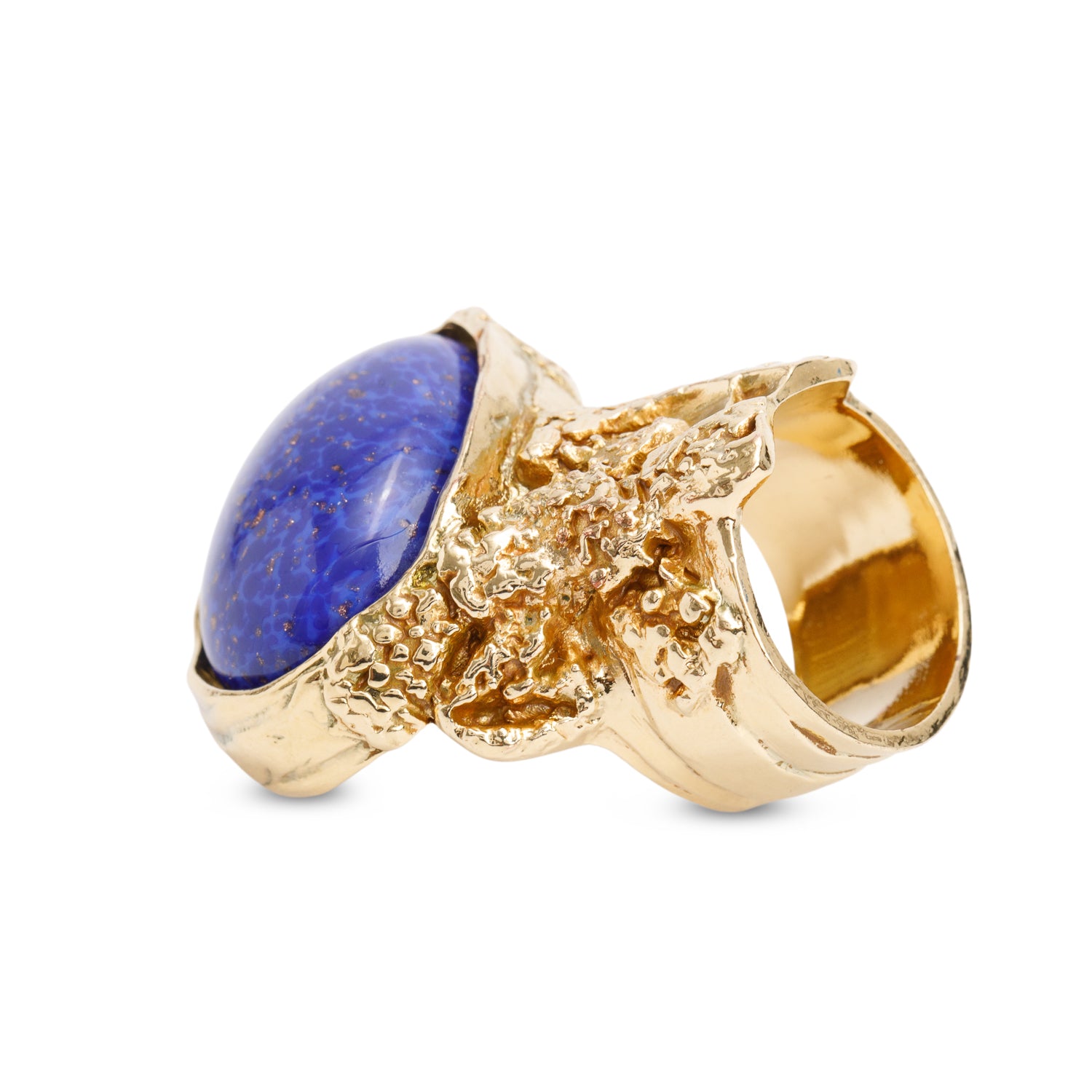 Saint Laurent Gold Plated Blue Resin Arty Ring, Size 7