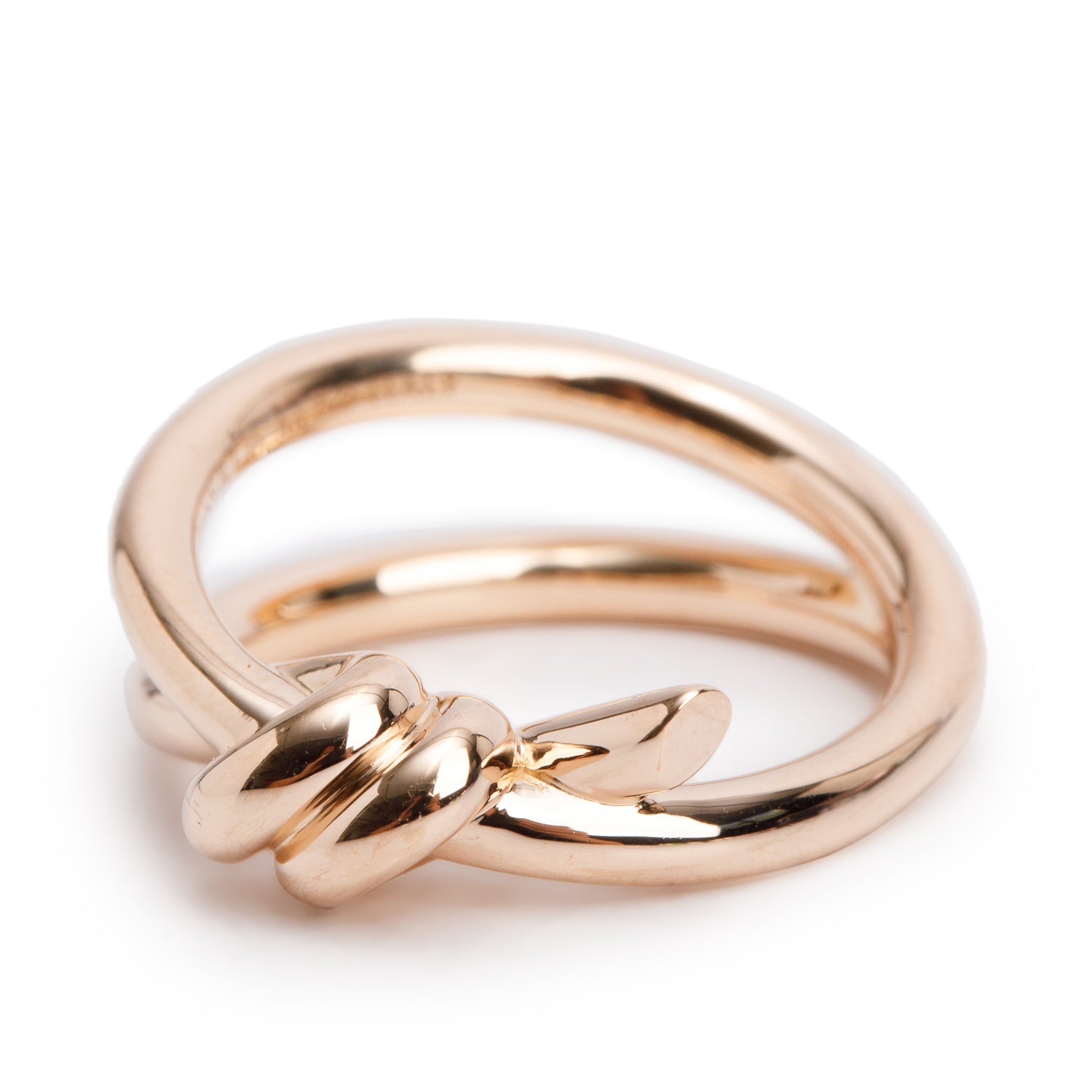 Tiffany & Co. 18k Rose Gold Knot Double Row Ring, Size 6.5 w/ Box