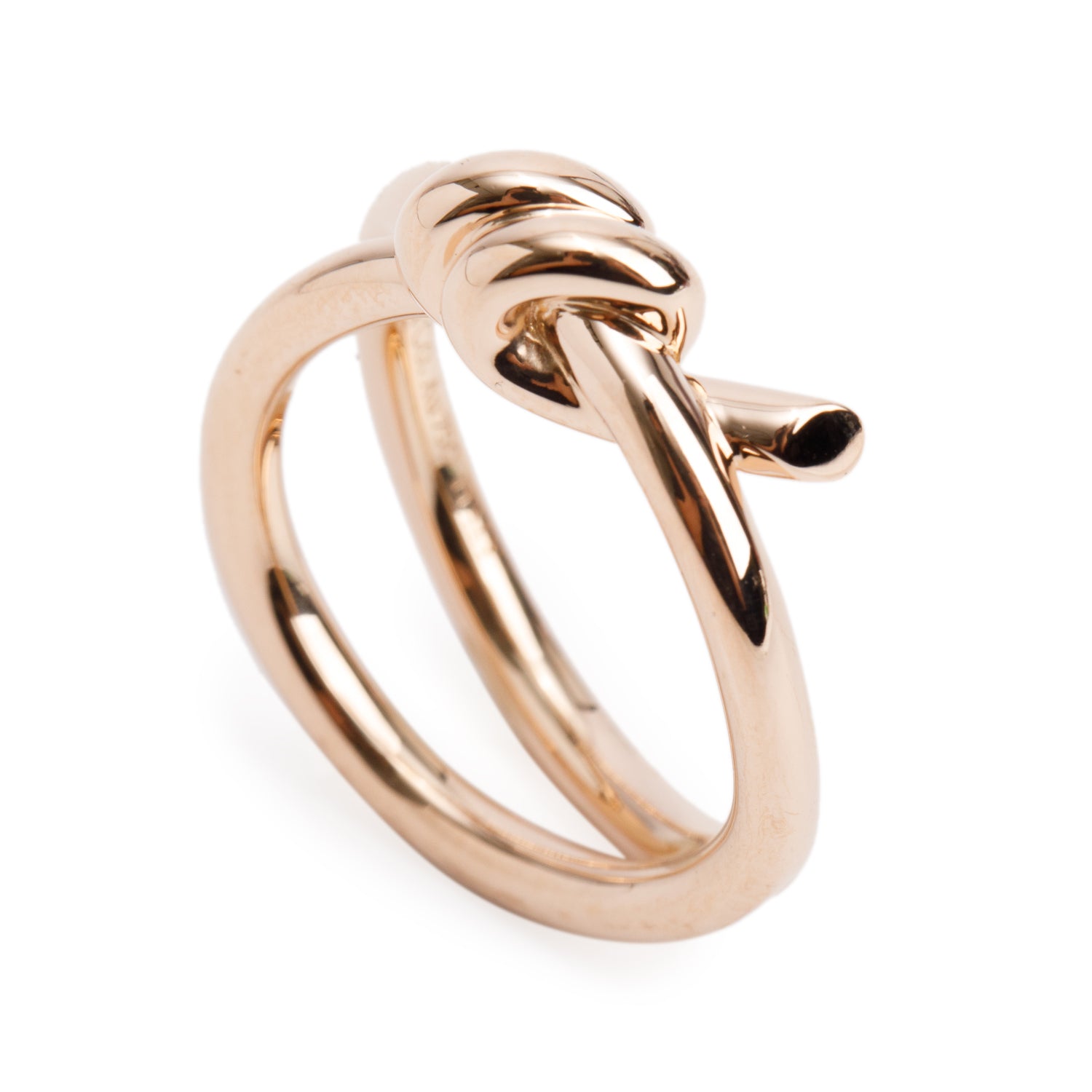 Tiffany & Co. 18k Rose Gold Knot Double Row Ring, Size 6.5 w/ Box