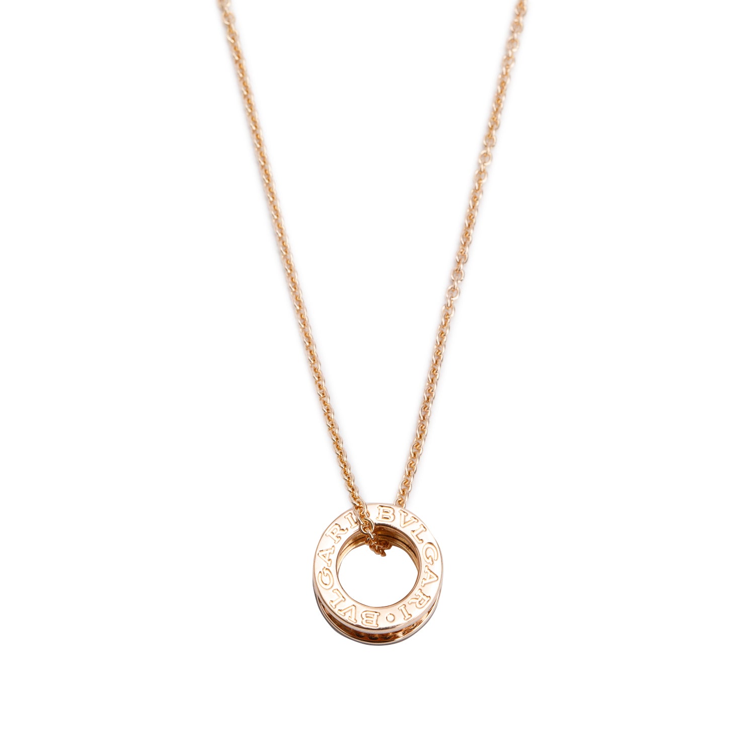 BVLGARI 18k Rose Gold Black Ceramic B.Zero1 Pendant Necklace