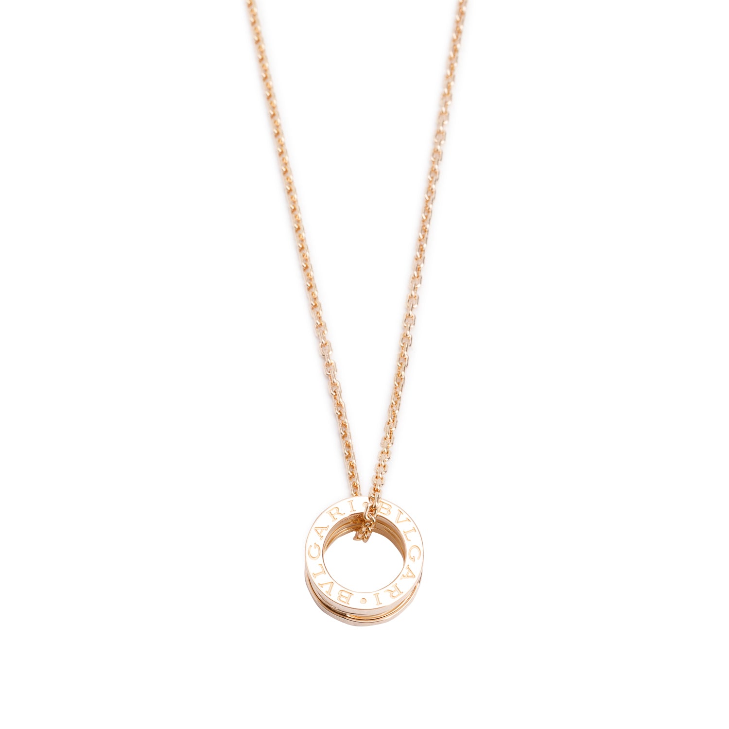 BVLGARI 18k Rose Gold White Ceramic B.Zero1 Legend Pendant Necklace