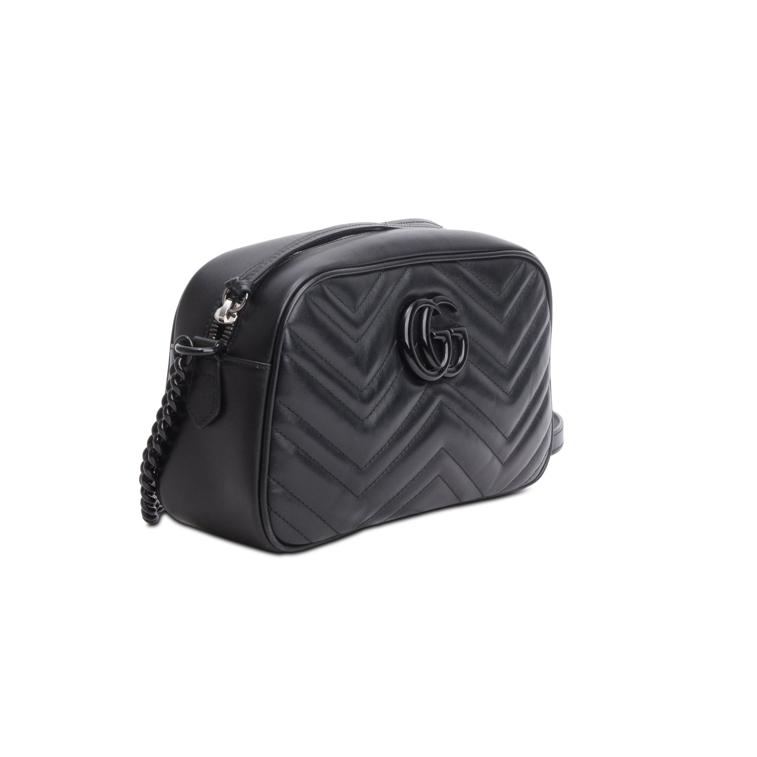 Gucci Black GG Marmont Matelasse Monochrome Small Camera Bag