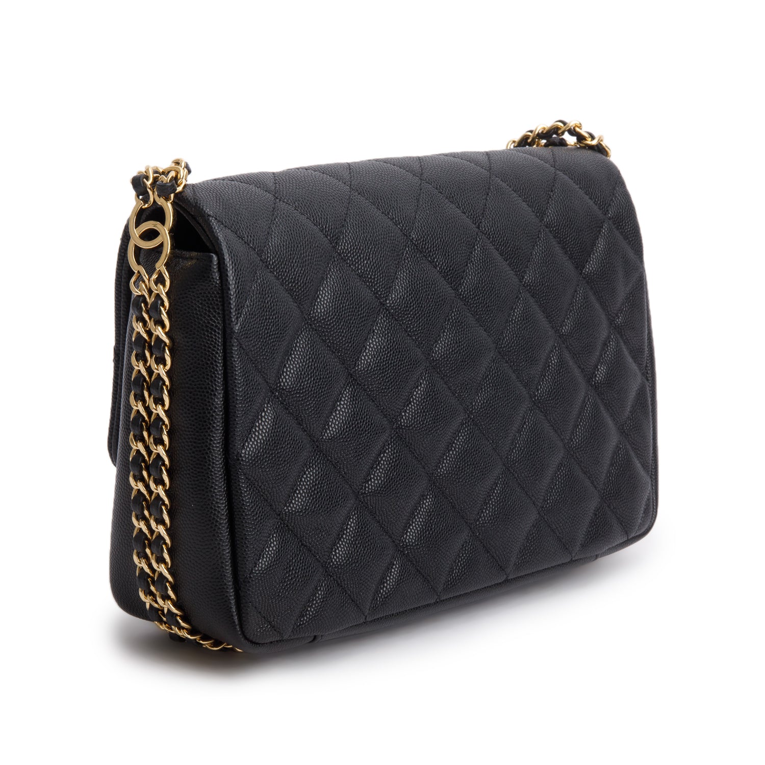 Chanel 2022 Black Caviar Quilted Leather Small CC You Flap Bag w/ Box & Receipt