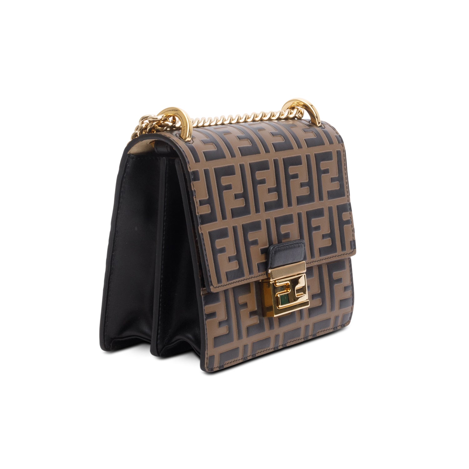 Fendi 2021 Vitello Liberty Bi-Color FF 1974 Embossed Small Kan U Shoulder Bag