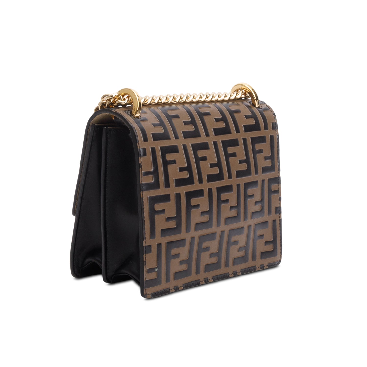 Fendi 2021 Vitello Liberty Bi-Color FF 1974 Embossed Small Kan U Shoulder Bag
