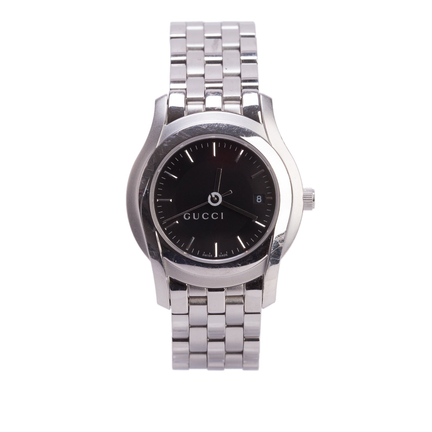 Gucci Stainless Steel 5500 Series 27 MM Watch Black Dial