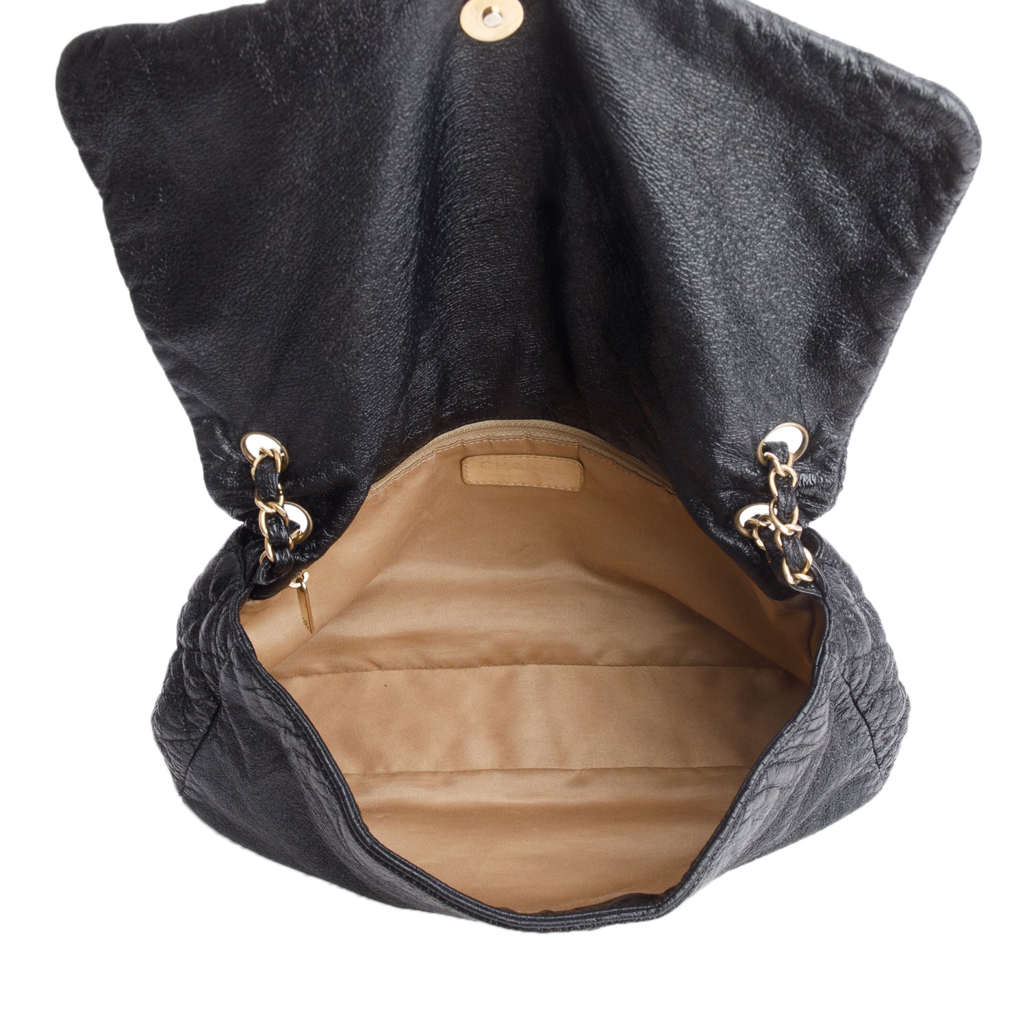 Chanel Black Vinyl Rock and Chain Medium Flap