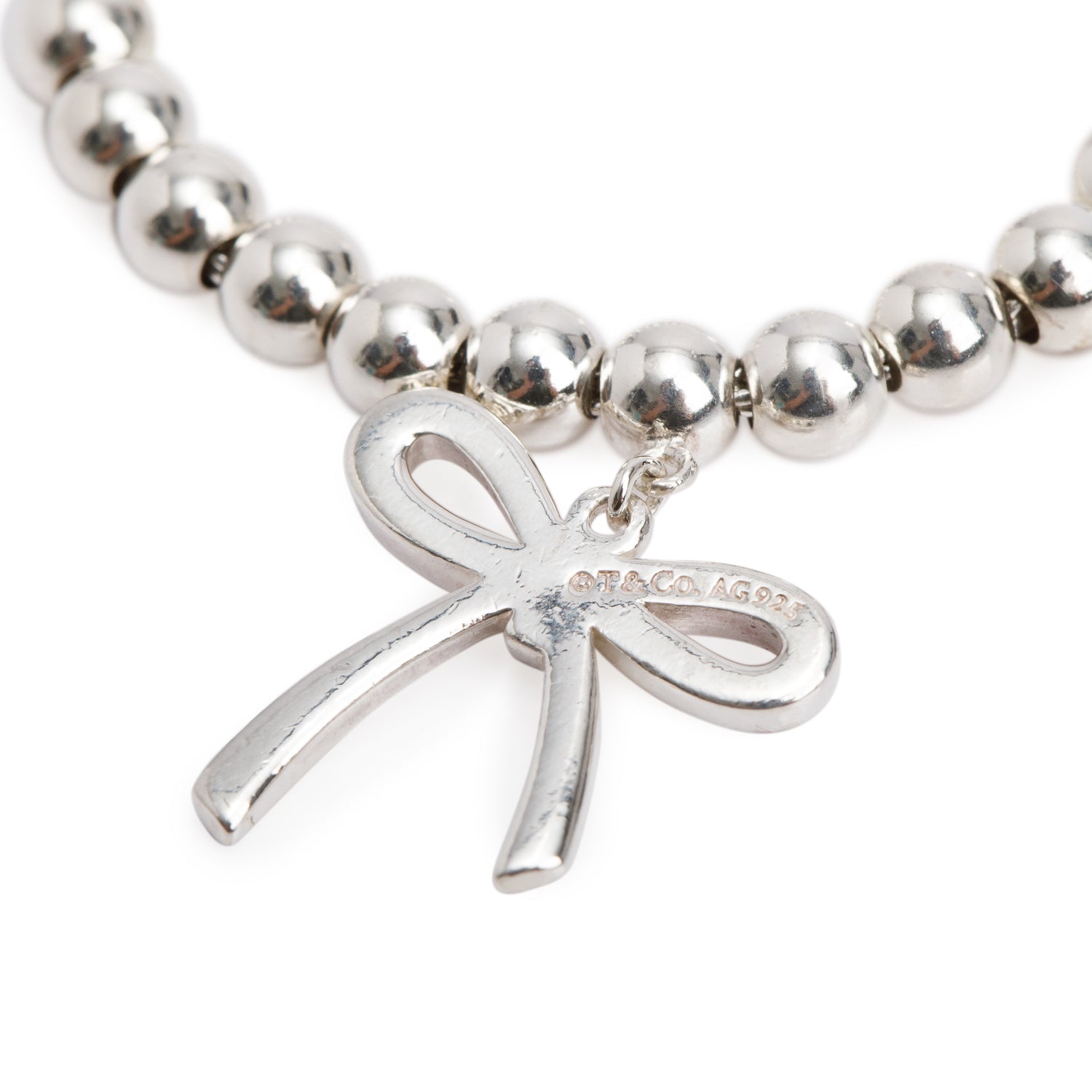 Tiffany & Co. Sterling Silver Mini Bow 4 MM Bead Bracelet