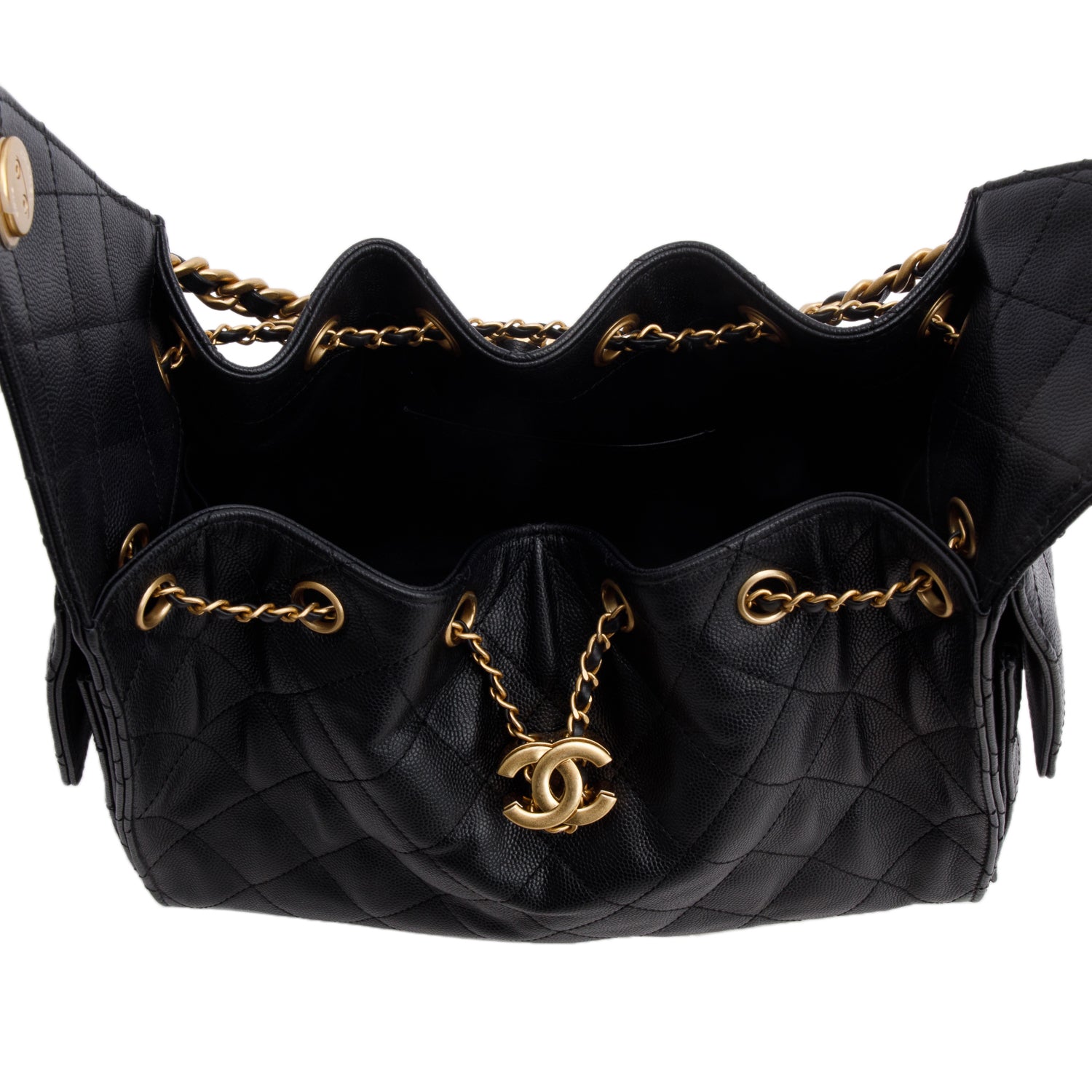 Chanel Black Caviar Leather 25 Small Handbag w/ Box