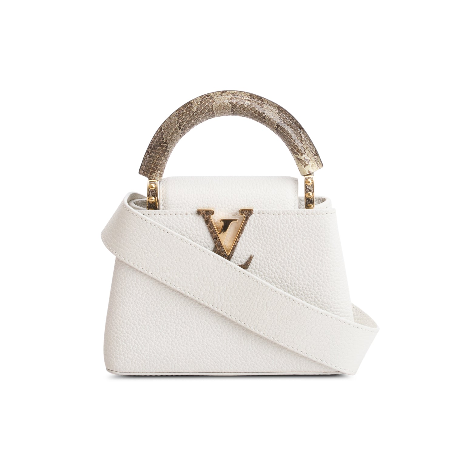 Louis Vuitton White Python Capucines Mini w/ Box & Strap