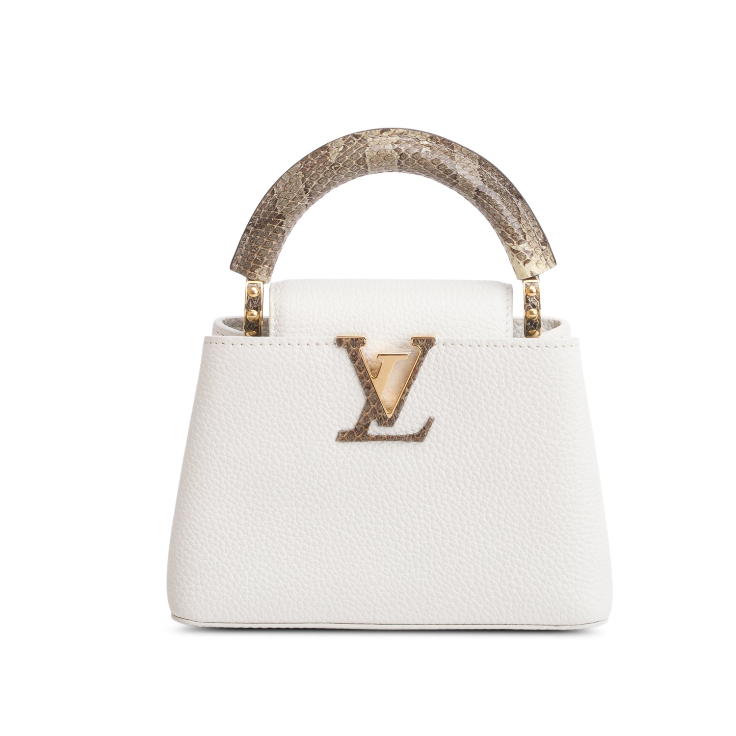Louis Vuitton White Python Capucines Mini w/ Box & Strap