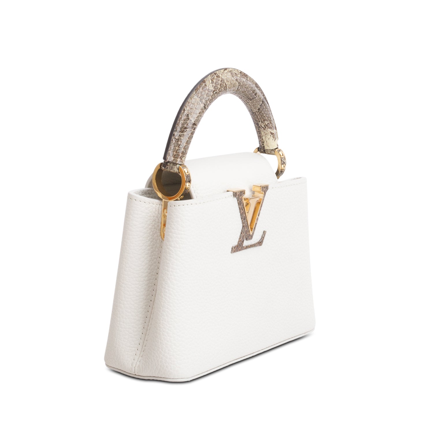Louis Vuitton White Python Capucines Mini w/ Box & Strap