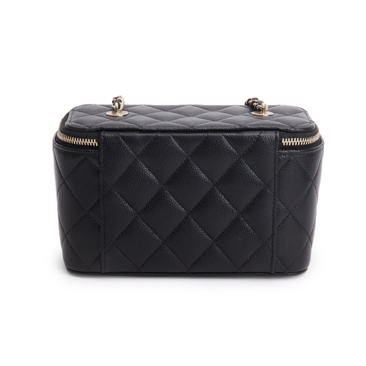 Chanel 2025 Black Caviar Quilted Small Vanity Case with Chain w/ Box & Receipt