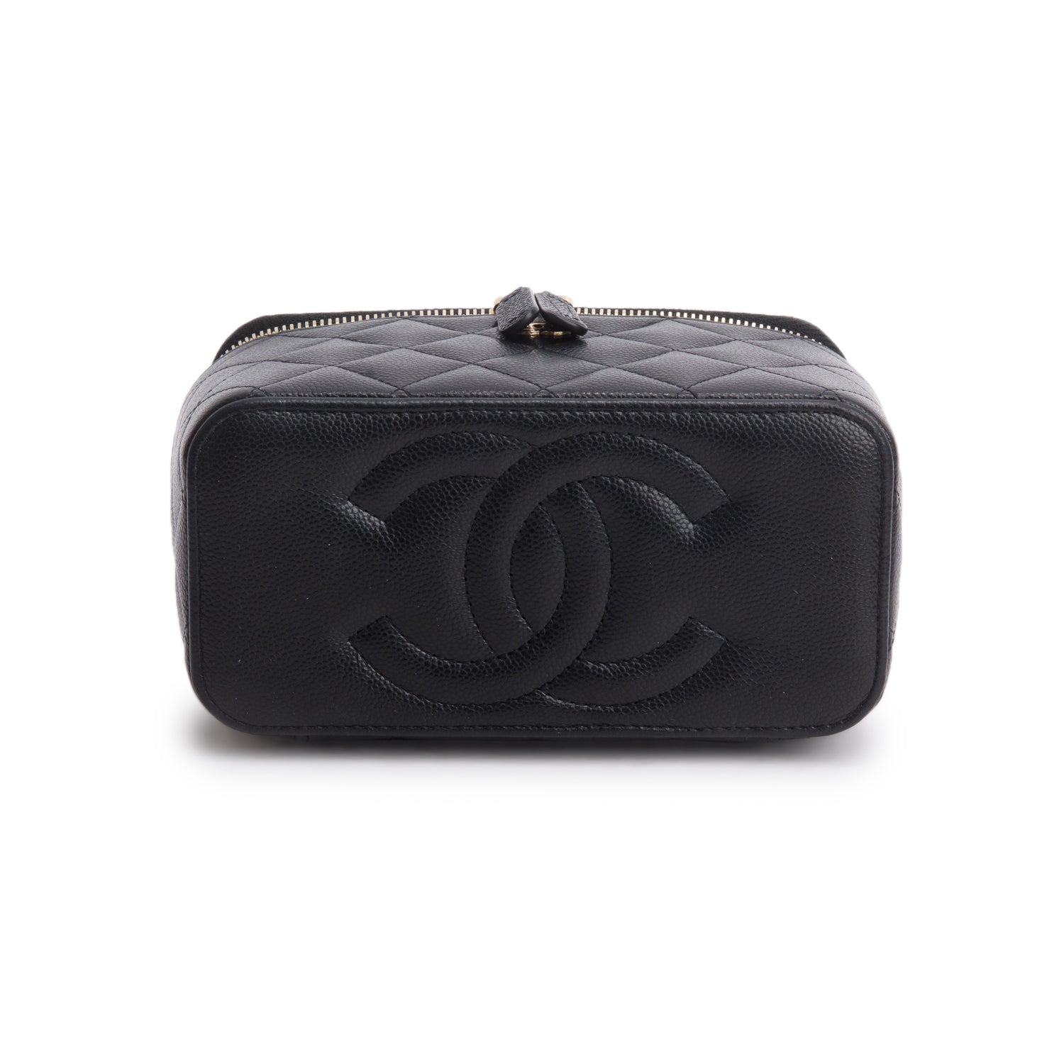 Chanel 2025 Black Caviar Quilted Small Vanity Case with Chain w/ Box & Receipt
