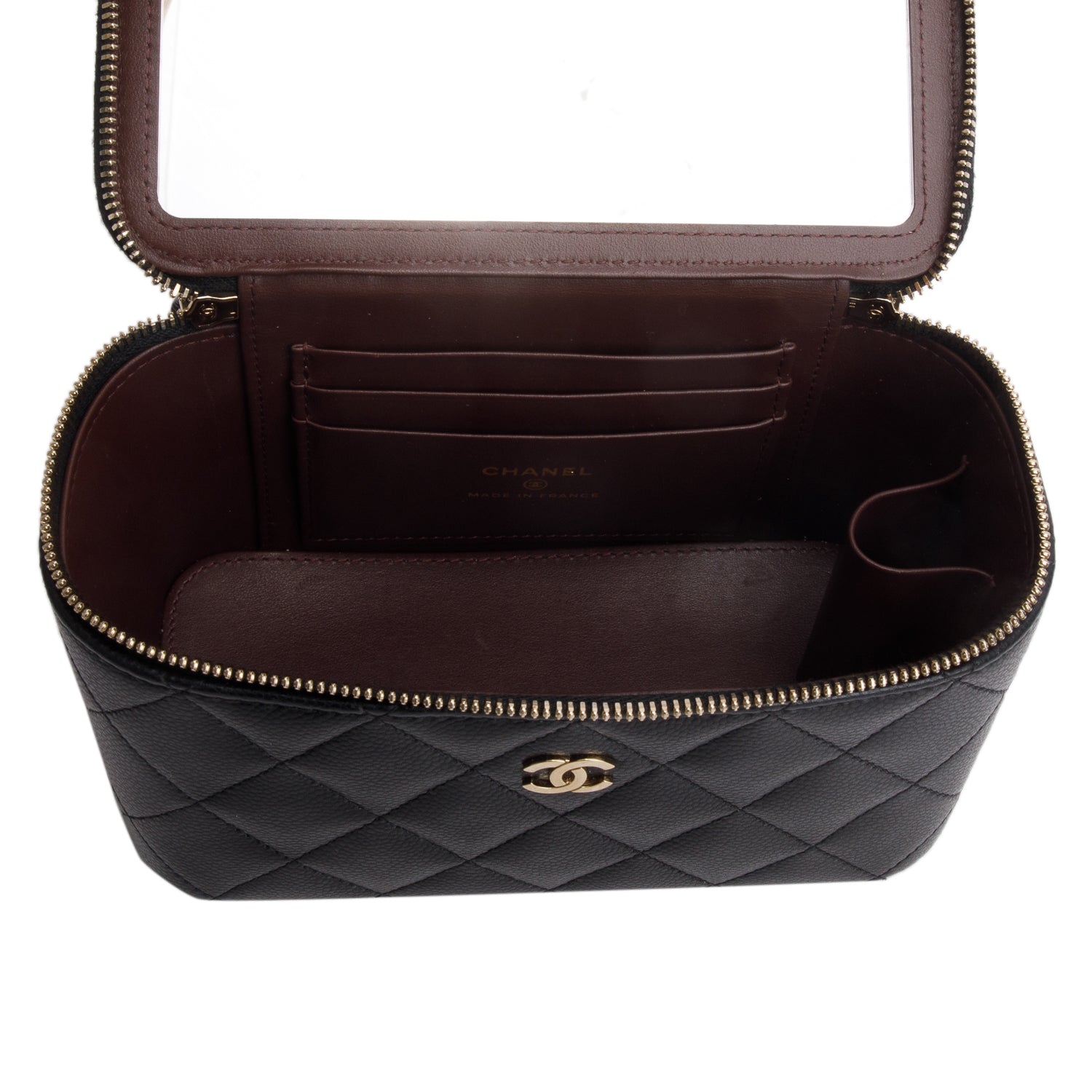Chanel 2025 Black Caviar Quilted Small Vanity Case with Chain w/ Box & Receipt