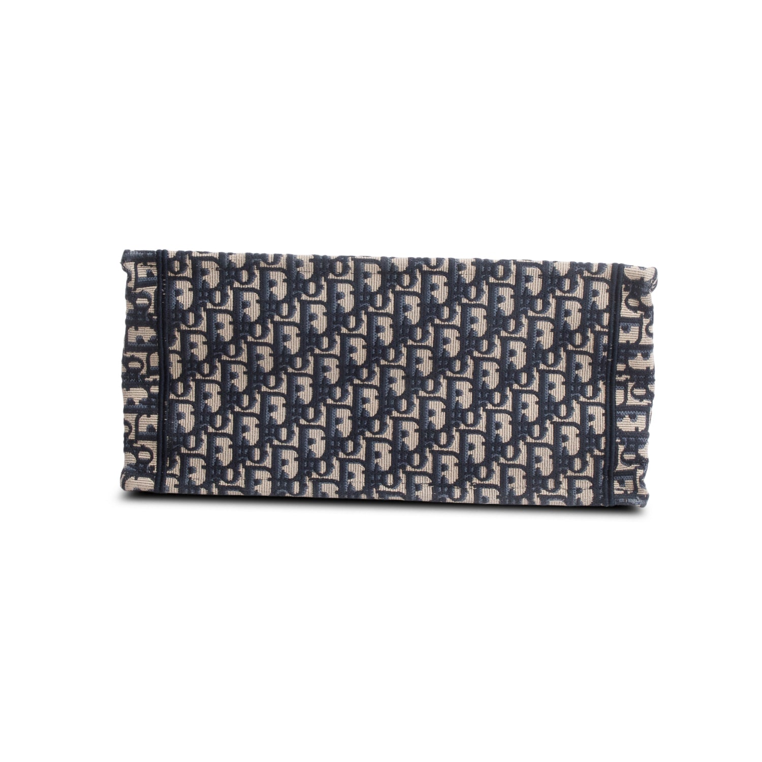 Christian Dior 2022 Ecru and Blue Oblique Embroidery Medium Book Tote