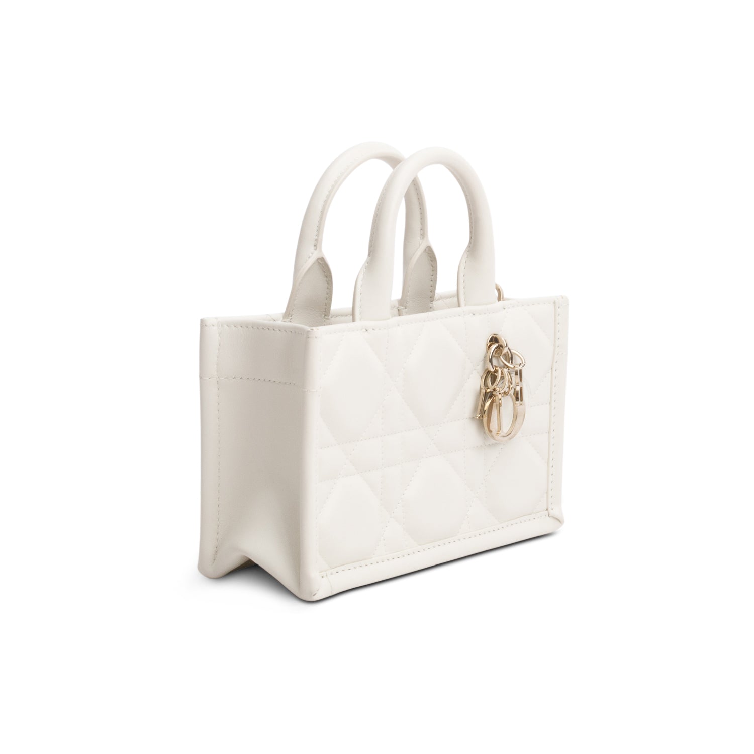 Christian Dior 2024 White Macrocannage Lambskin Mini Book Tote w/ Strap