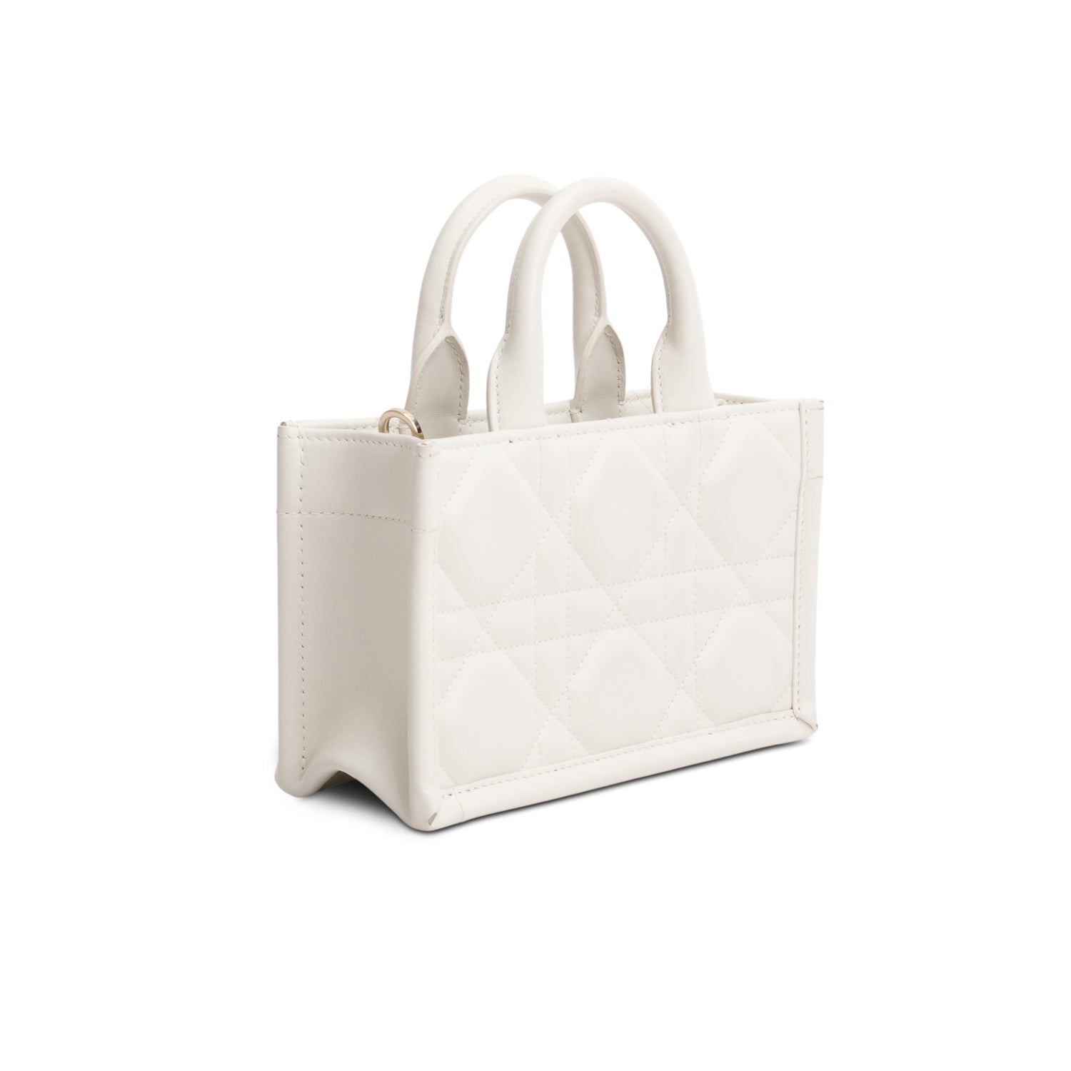 Christian Dior 2024 White Macrocannage Lambskin Mini Book Tote w/ Strap