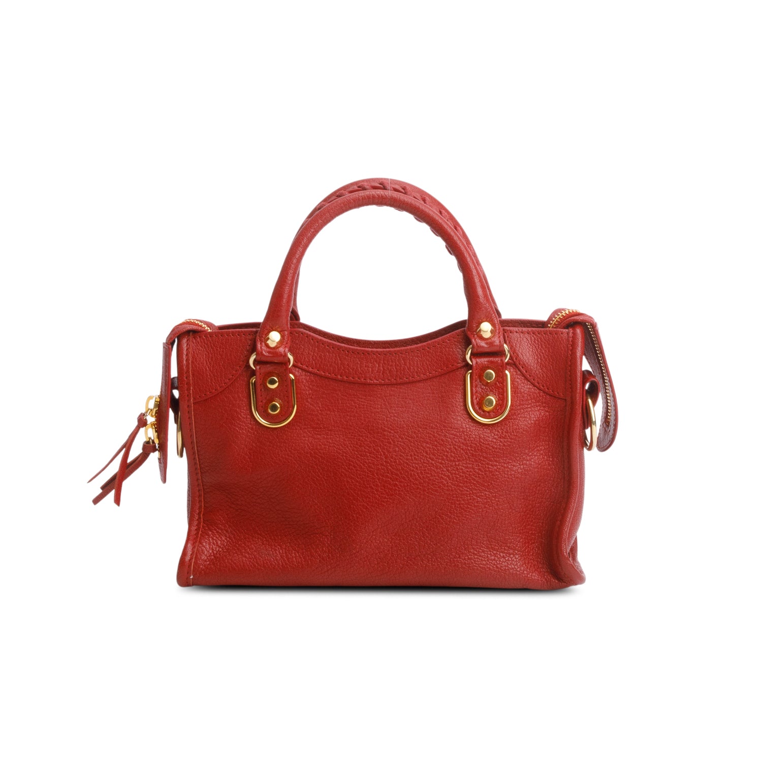 Balenciaga Red Agneau Classic Hardware Mini City w/ Strap