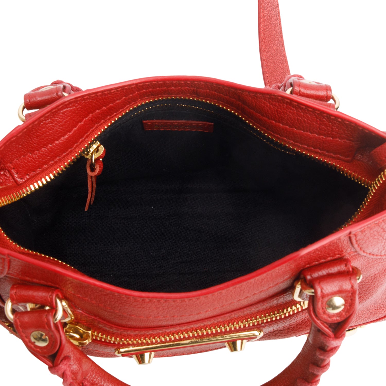Balenciaga Red Agneau Classic Hardware Mini City w/ Strap