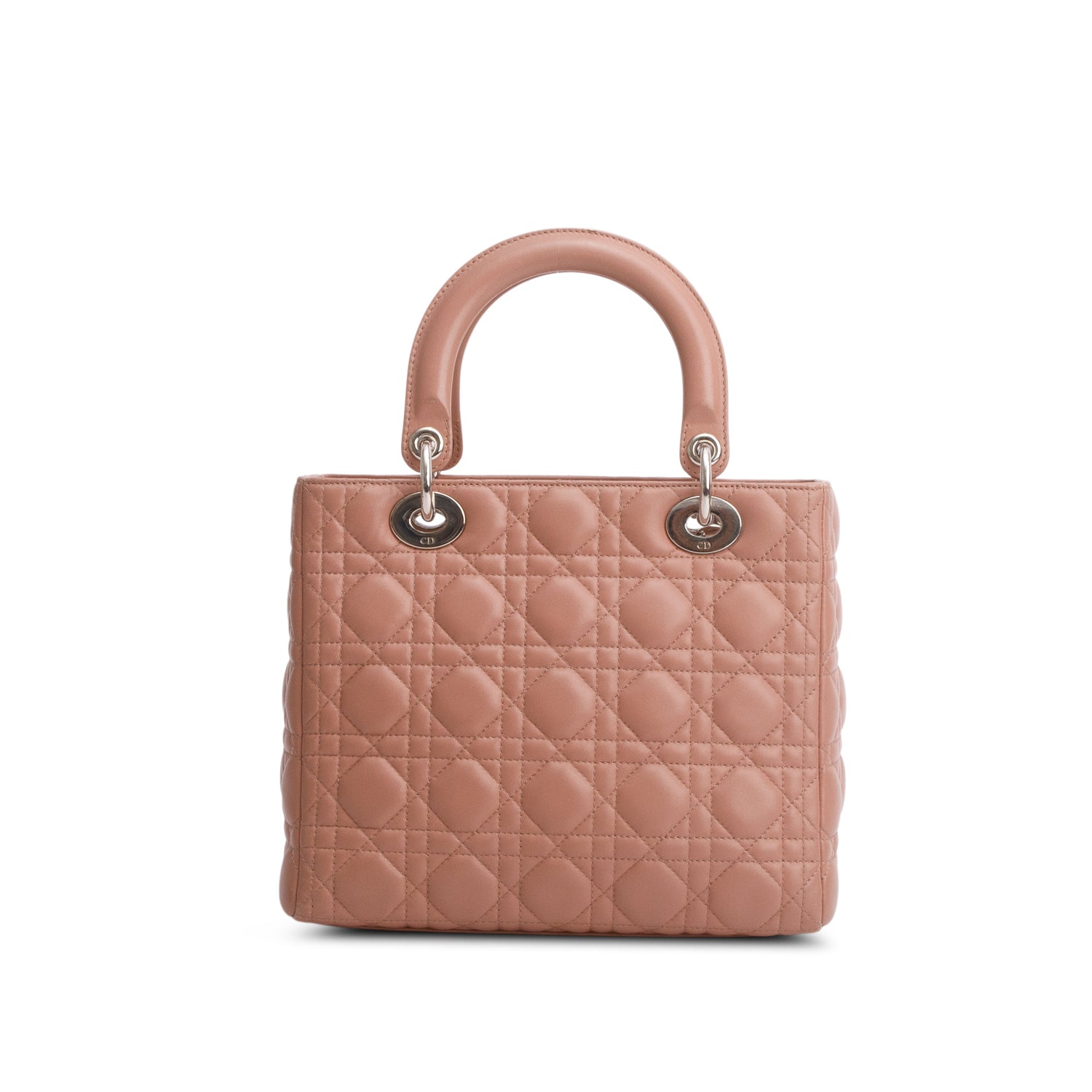 Christian Dior Pink Cannage Lambskin Leather Medium Lady Dior Bag w/ Strap
