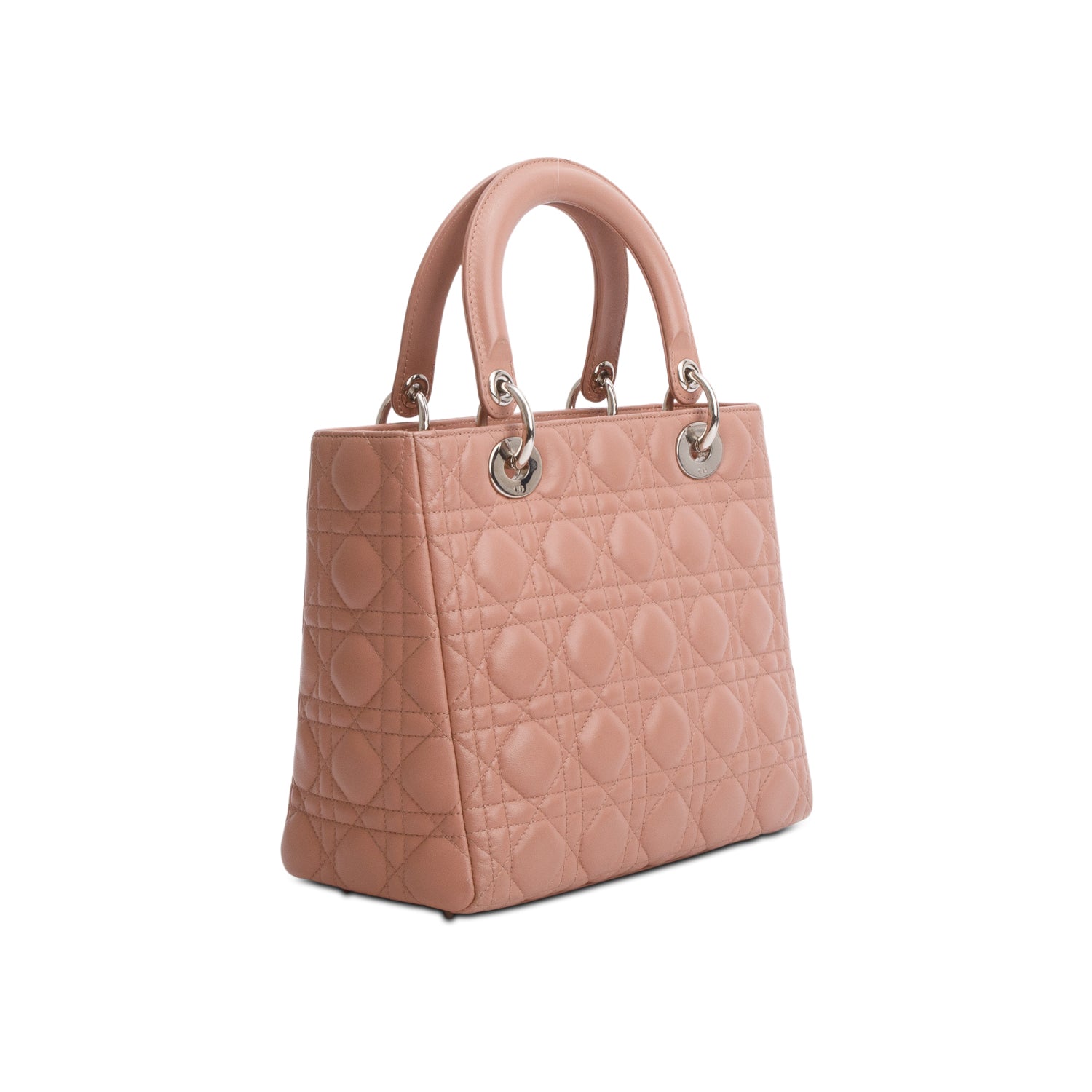 Christian Dior Pink Cannage Lambskin Leather Medium Lady Dior Bag w/ Strap