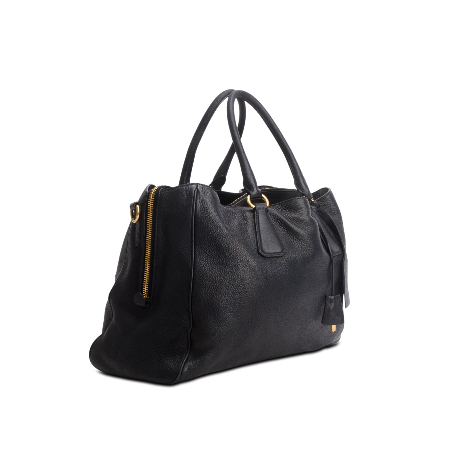 Prada Black Vitello Daino Convertible Tote w/ Strap