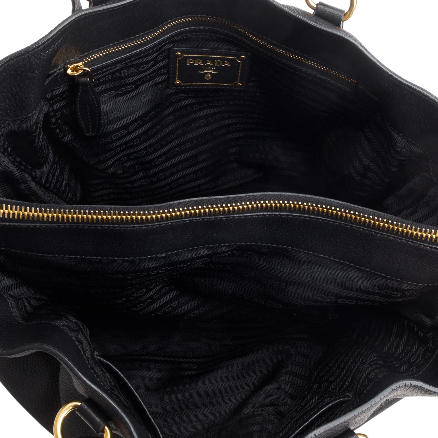 Prada Black Vitello Daino Convertible Tote w/ Strap