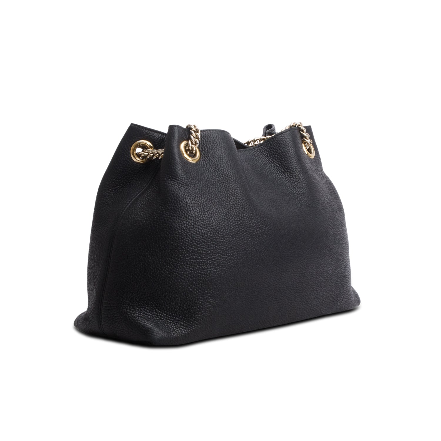 Gucci Black Pebbled Calfskin Medium Soho Chain Shoulder Bag