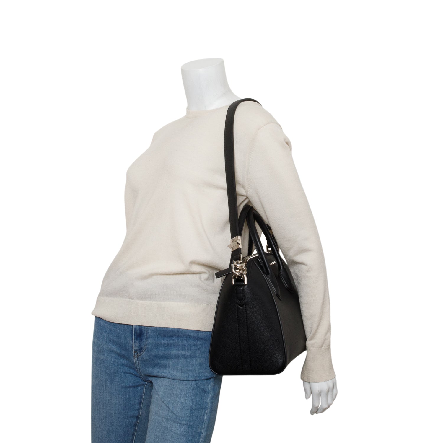 Givenchy Black Sugar Goatskin Leather Small Antigona w/ Strap