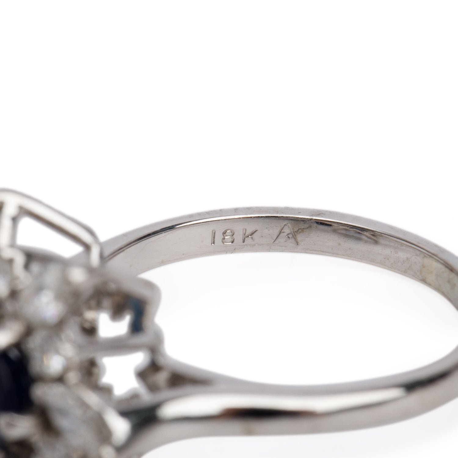 18k White Gold Sapphire and Diamond Ring, Size 5.75