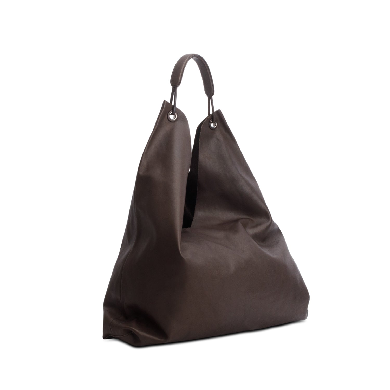 The Row Brown Buffed Nappa Lambskin Bindle 3 Tote w/ Pouch