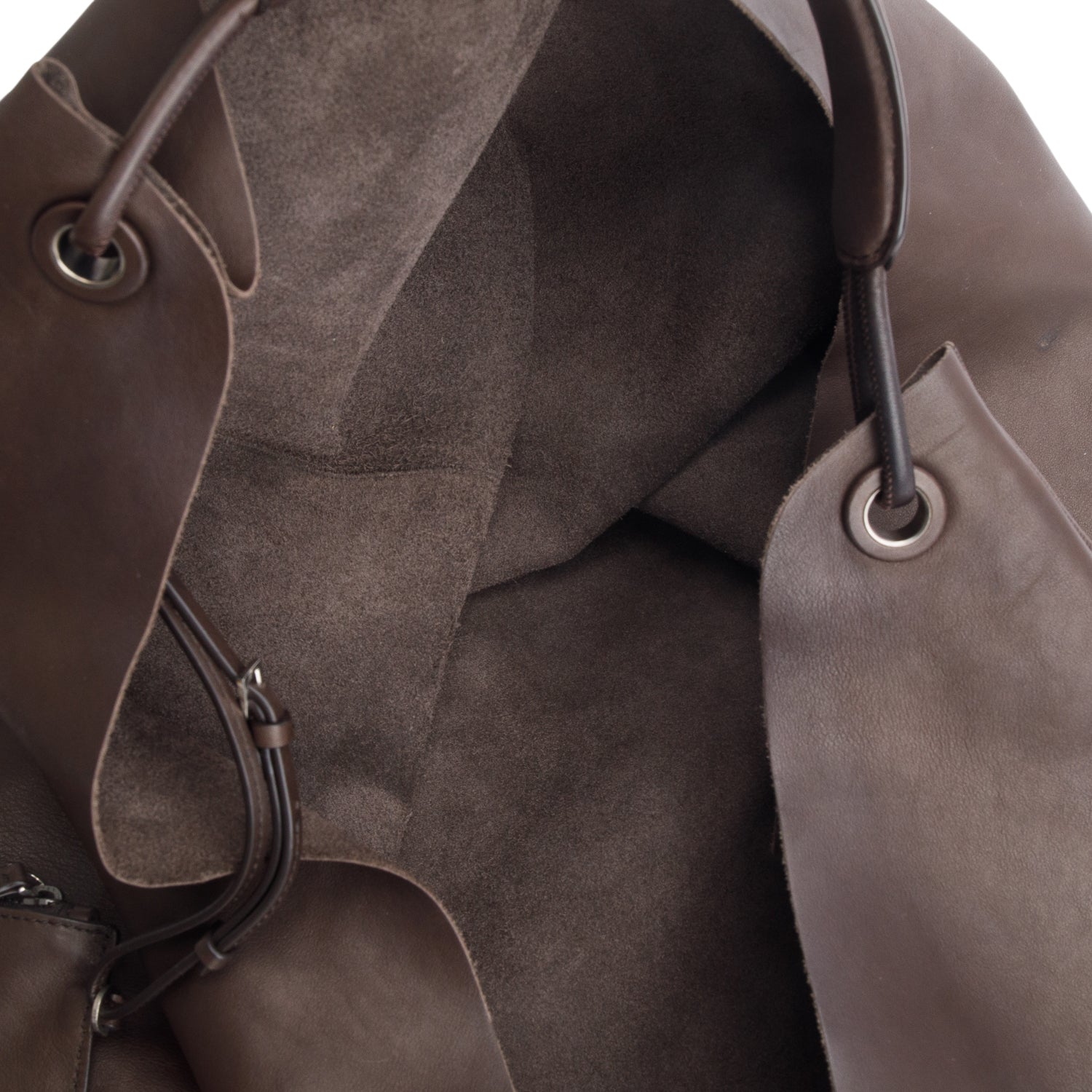 The Row Brown Buffed Nappa Lambskin Bindle 3 Tote w/ Pouch